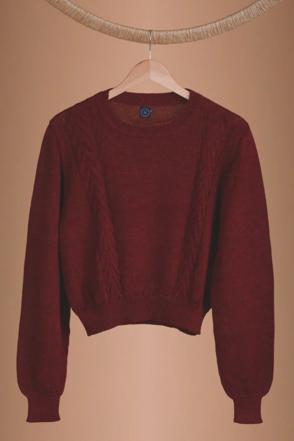 Burgundy Red Sweater Baby Alpaca Wool