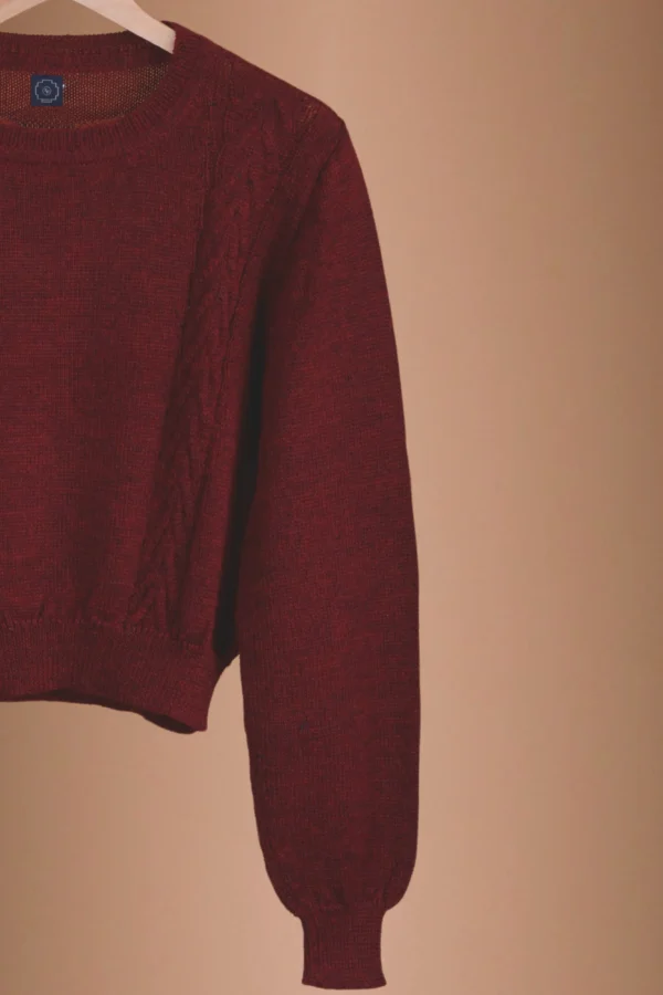 Burgundy Red Sweater Baby Alpaca Wool