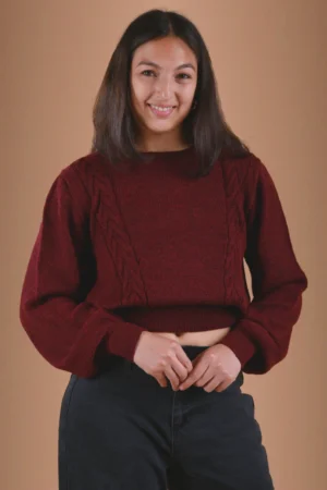 Burgundy Red Sweater Baby Alpaca Wool