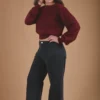 Burgundy Red Sweater Baby Alpaca Wool