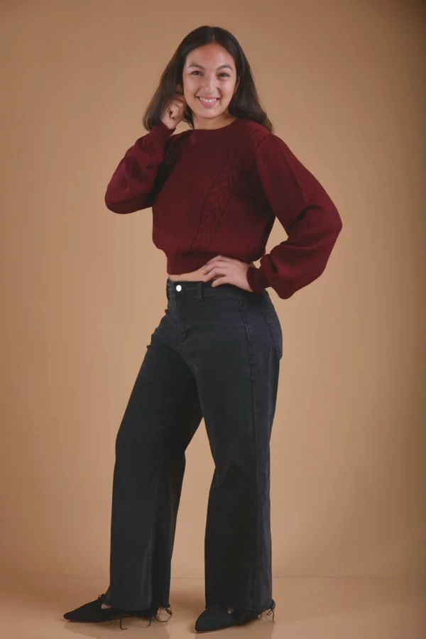 Burgundy Red Sweater Baby Alpaca Wool