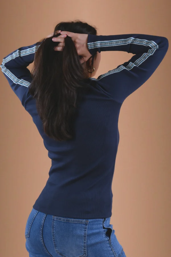 Navy Blue Long-Sleeve Top Organic Cotton - Humanity