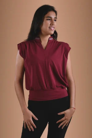 Burgundy Red Blouse Organic Cotton - Nusta