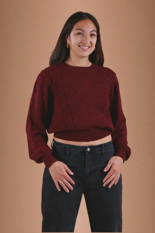 Burgundy Red Sweater Baby Alpaca Wool
