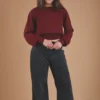 Burgundy Red Sweater Baby Alpaca Wool