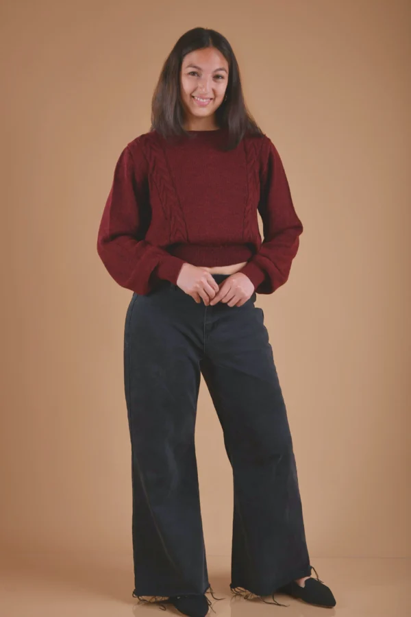 Burgundy Red Sweater Baby Alpaca Wool