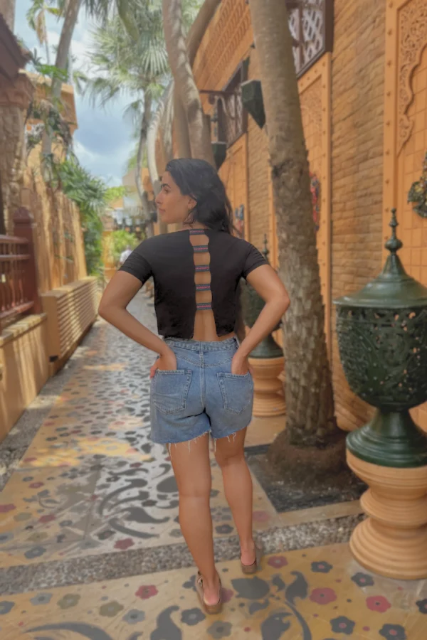 Black Crop Top Organic Cotton - Qantu