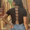Black Crop Top Organic Cotton - Qantu