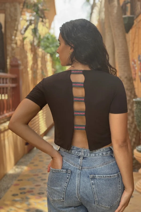 Black Crop Top Organic Cotton - Qantu