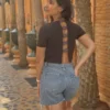 Black Crop Top Organic Cotton - Qantu