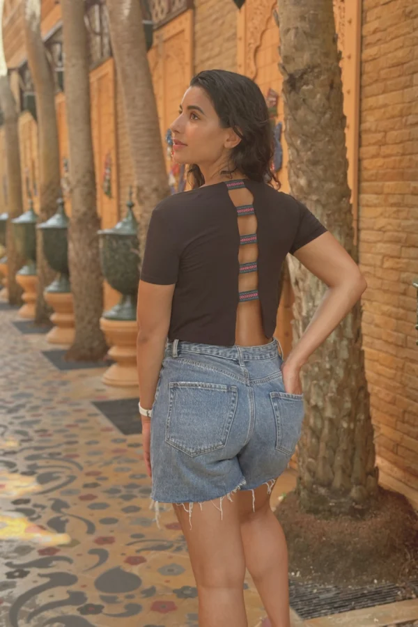 Black Crop Top Organic Cotton - Qantu