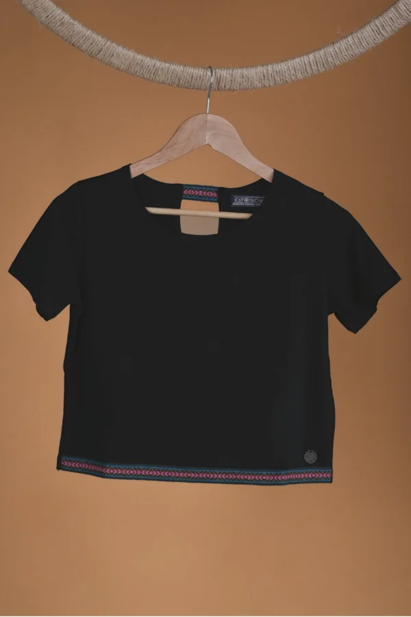 Black Crop Top Organic Cotton - Qantu