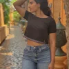 Black Crop Top Organic Cotton - Qantu
