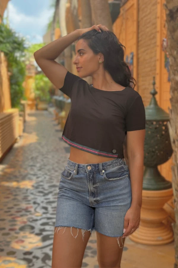 Black Crop Top Organic Cotton - Qantu